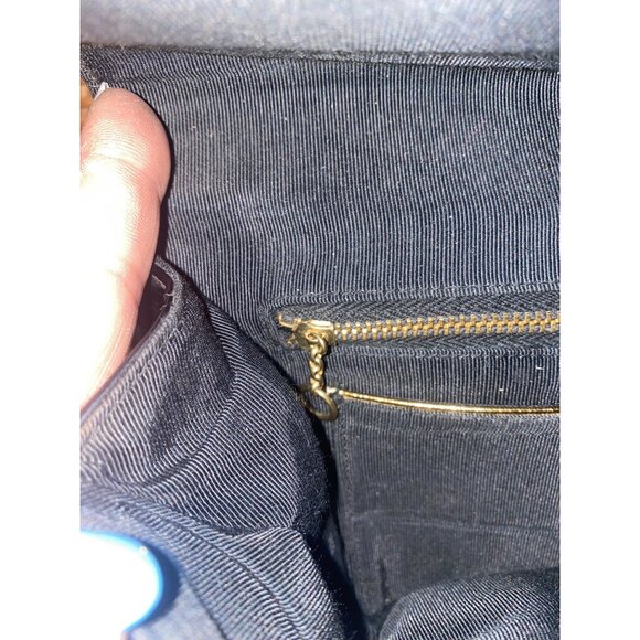 Vintage Black Patent Leather Handbag  Gold Tone Handle Hardware Classic USA - Picture 16 of 16